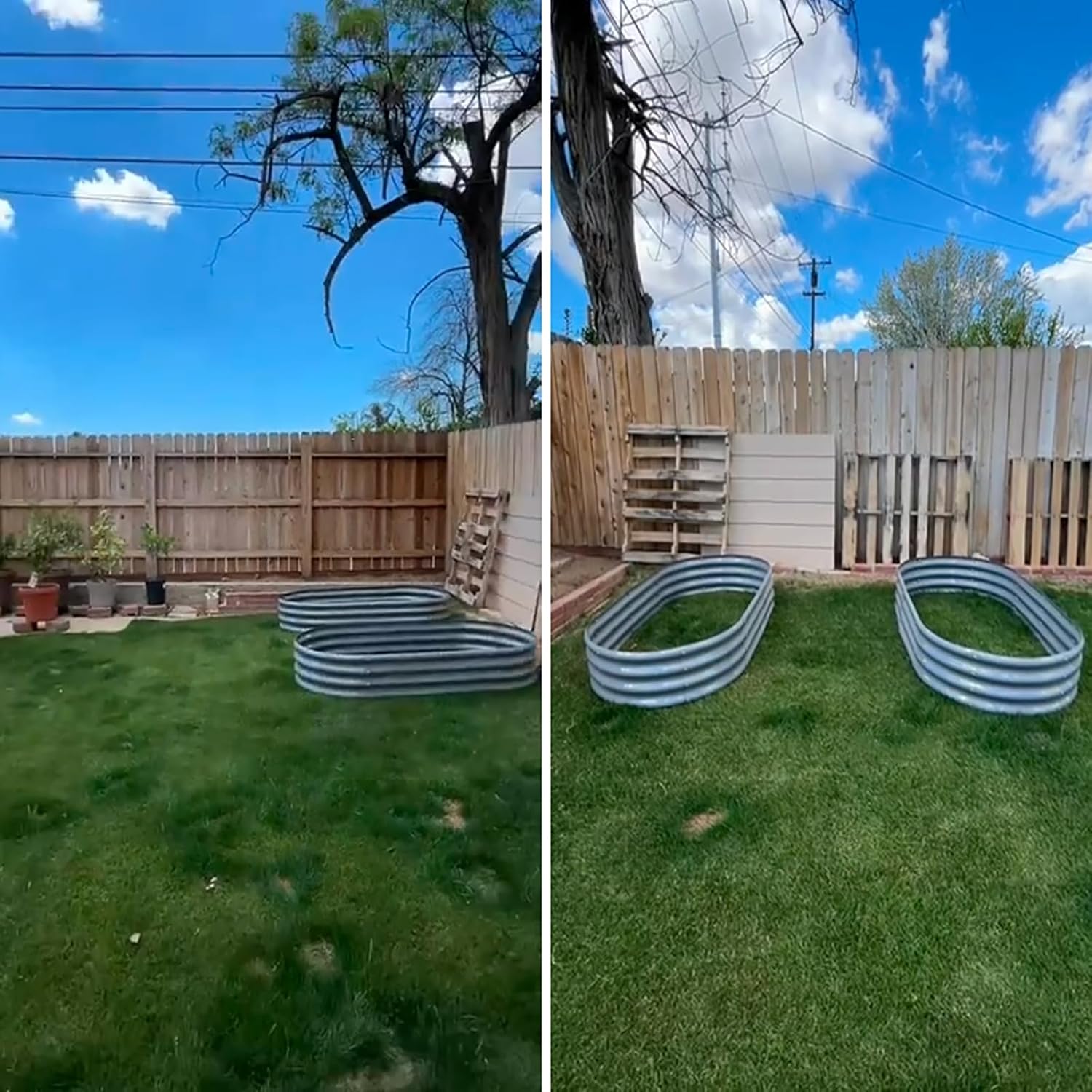 2 Pack 6x3x1FT Galvanized Raised Garden Bed Kit Oval Metal Ground Planter Box Outdoor Bottomless