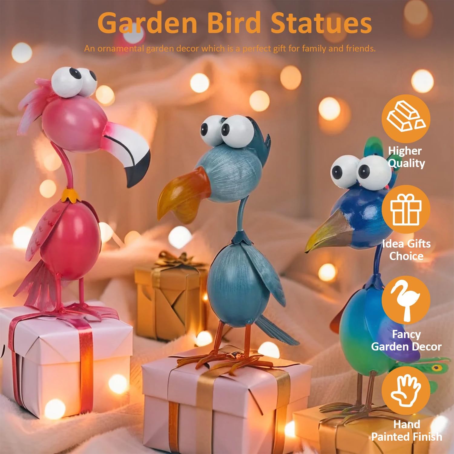 Kircust Outdoor Metal Bird Yard, Garden Decor for Outside Flamingo/Peacock/Pelican Decorations Art