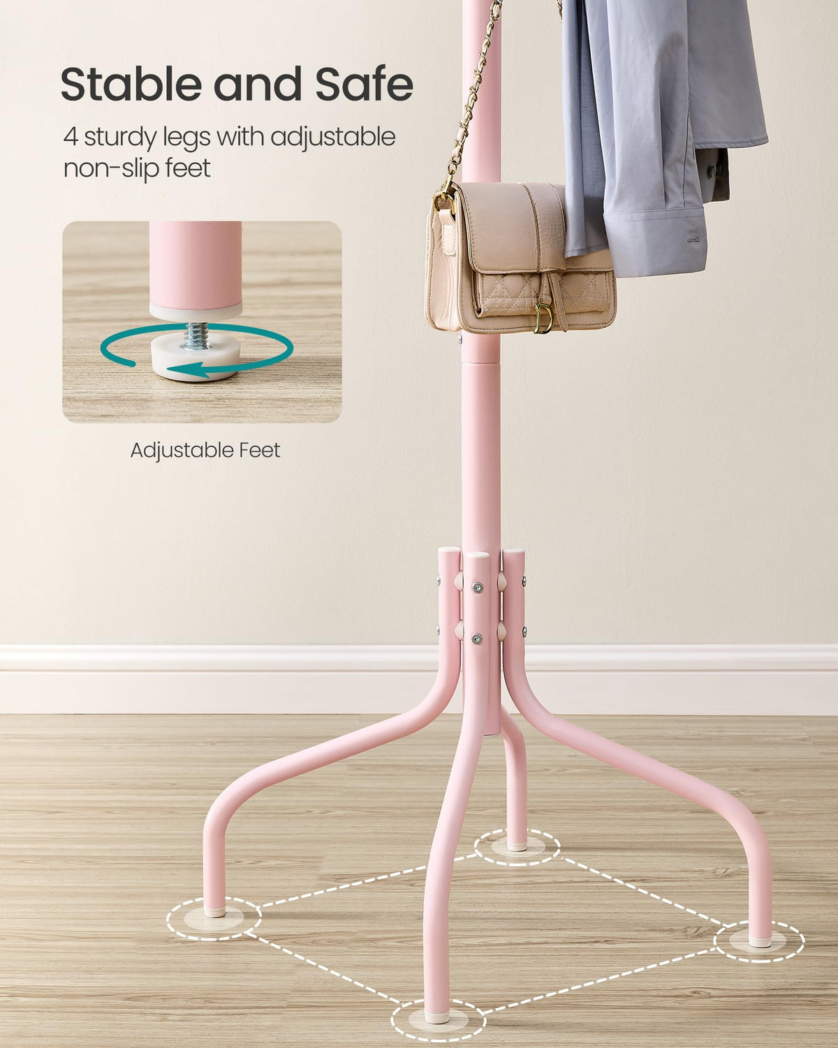 SONGMICS Coat Rack Freestanding, Steel Stand with 12 Hooks and 4 Legs
