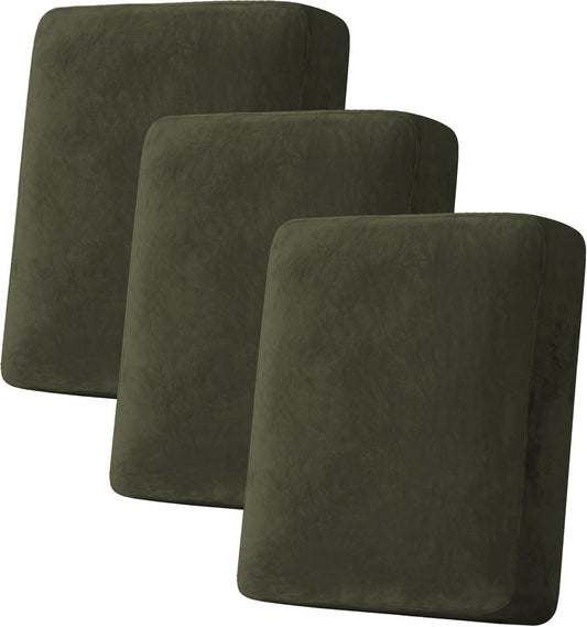 H.VERSAILTEX Velvet Stretch Couch Cushion Cover Plush Cushion Slipcover for Chair Loveseat Sofa