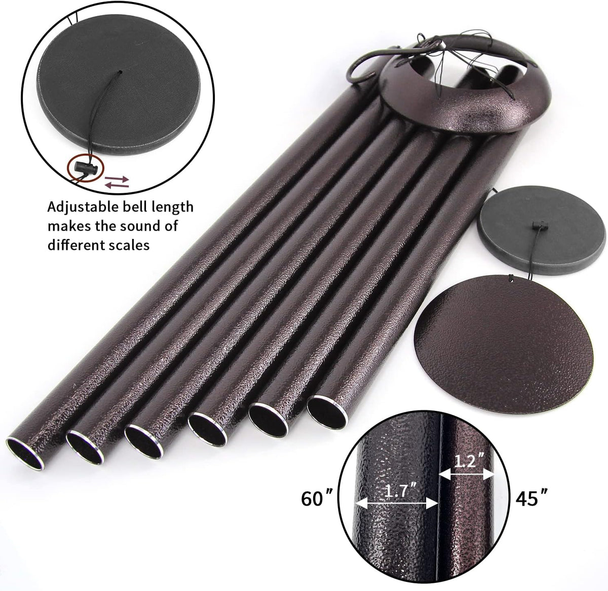 ASTARIN 60" Extra Large Outside Metal Wind Chimes with Deep Tone, Outdoor for Patio Balcony Garden
