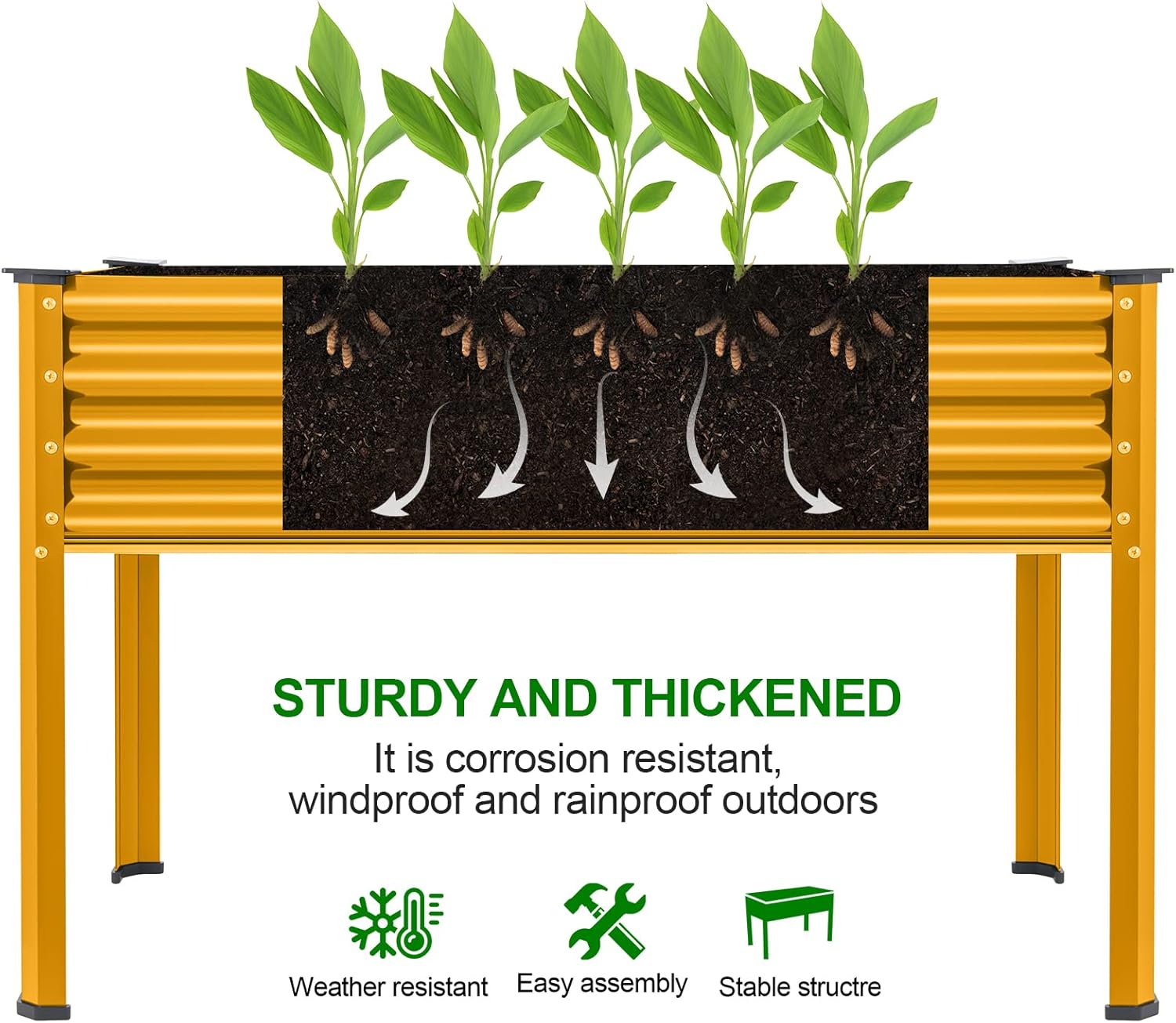Land Guard Galvanized Raised Garden Bed with Legs, Galvanized Planter Raised Garden Boxes Outdoor