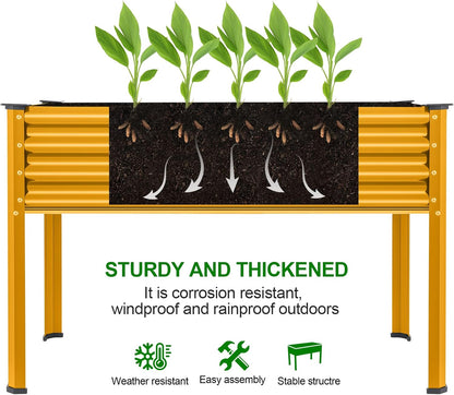 Land Guard Galvanized Raised Garden Bed with Legs, Galvanized Planter Raised Garden Boxes Outdoor