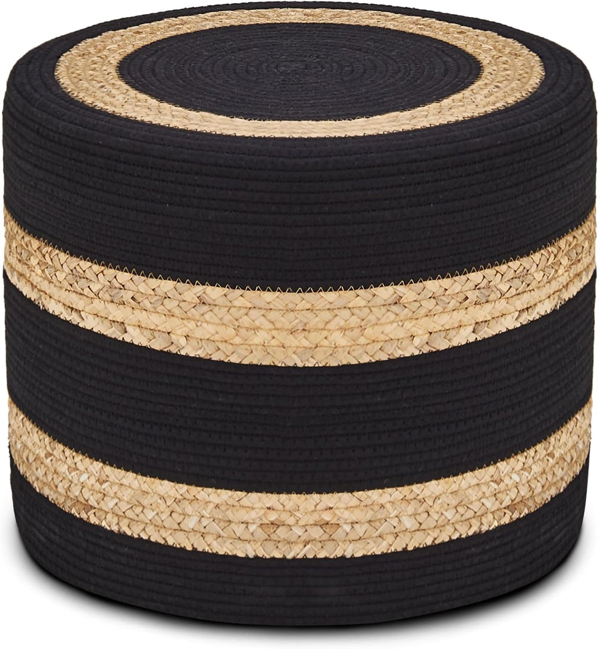 Wimarsbon 18'' Ottoman Pouf, Natural Braided Poof, Rustic Handweave Lounge Pouffe, Boho Footrest