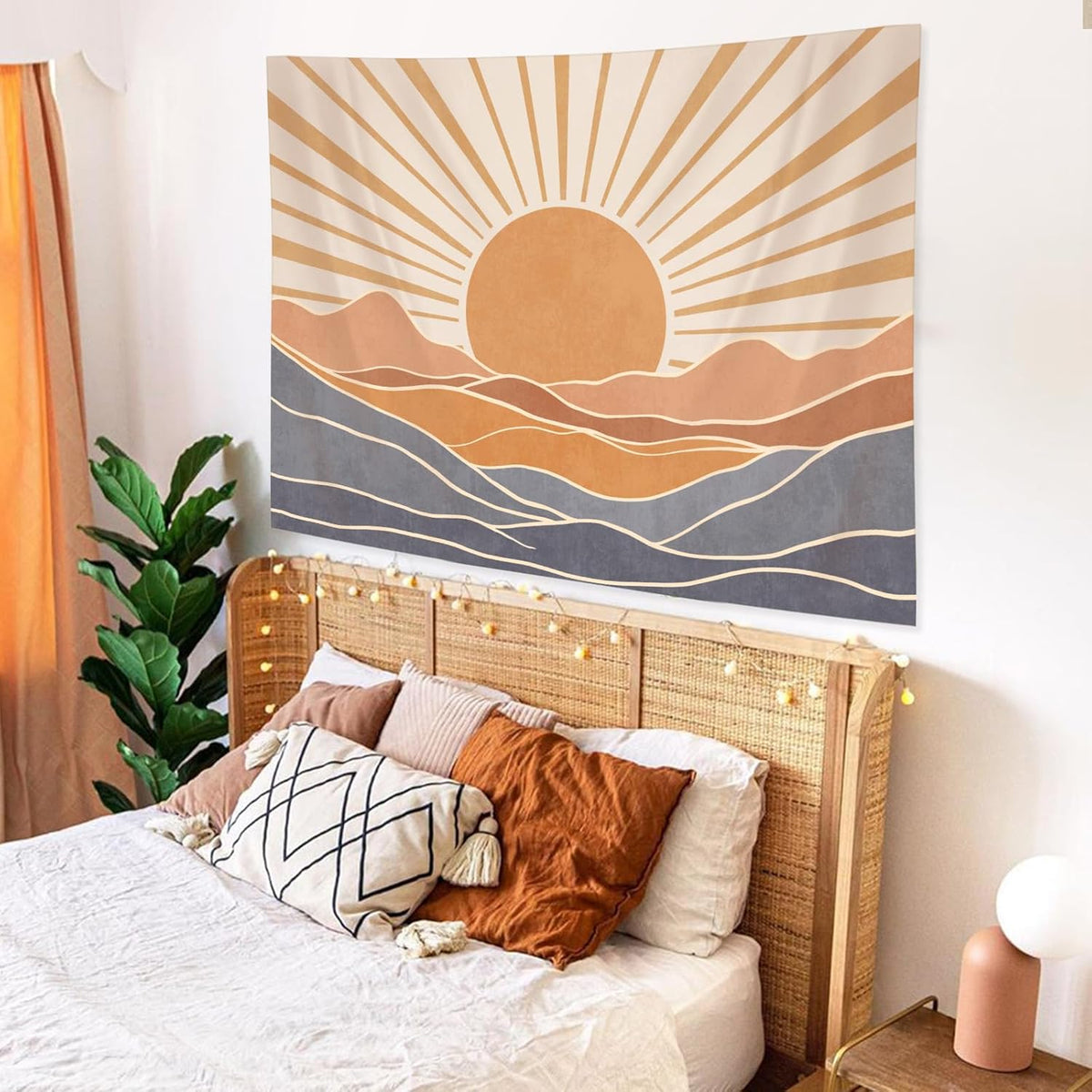 Lunerfex Boho Sun Tapestry Sunset Wall Tapestry, Mountain Tapestries for Bedroom 80s Tapestries