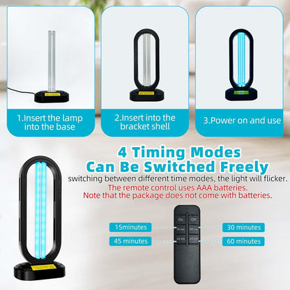 UV Light Sanitizer,4-Speed Timing and Remote Control UVC Home Disinfection Device,Portable