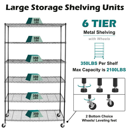 WDT NSF Certified Storage Shelves on Wheels, Heavy Duty Metal Shelves for Storage with Adjustable