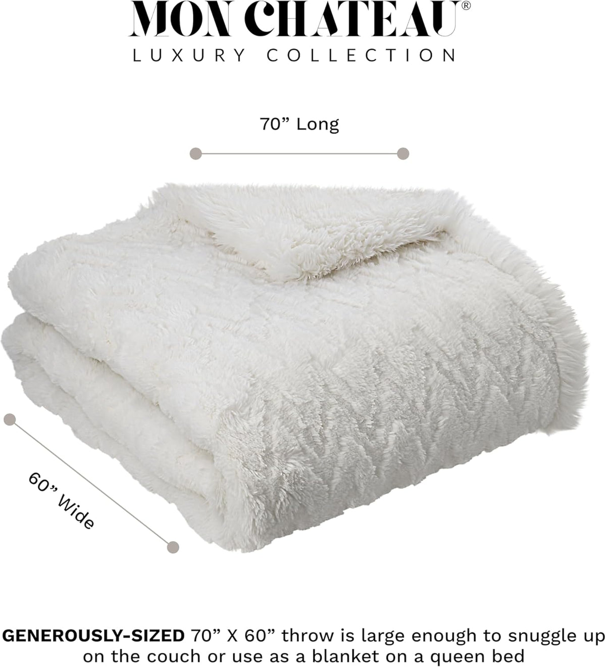 Mon Chateau Premium Reversible Queen Size Luxury Faux Fur Throw for Couch, Sofa, or Queen Size Bed