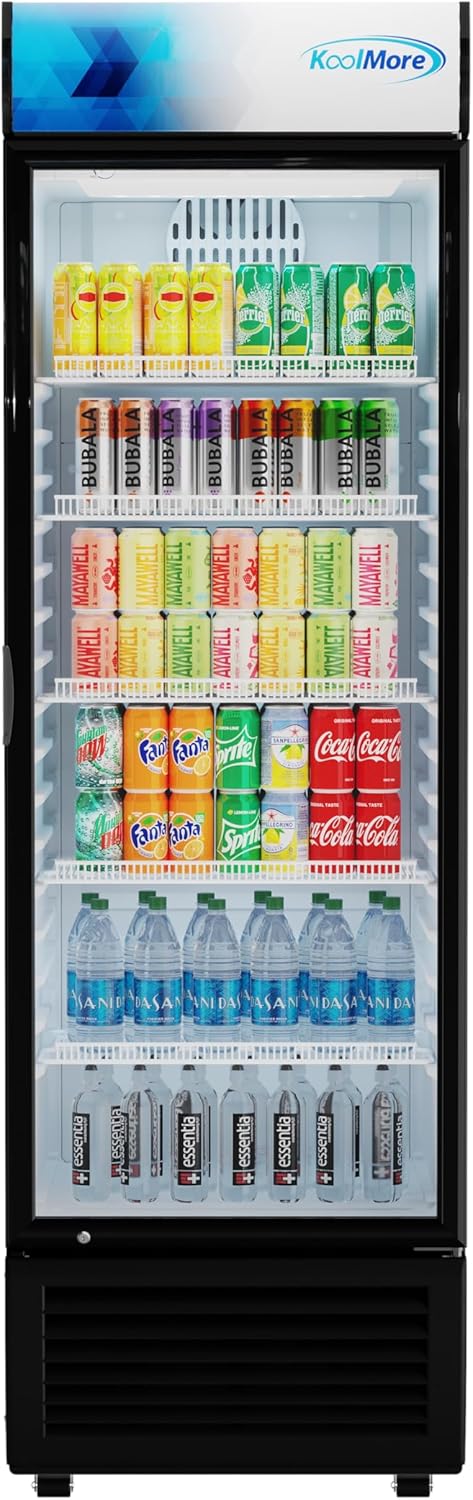KoolMore KM-MDR-1GD-15C 26 in. Commercial Glass Door Merchandiser Refrigerator with LED Lights, 15