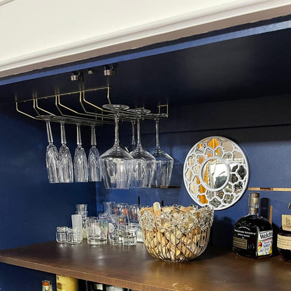 14-Inch Wine Glass Rack, Under Cabinet Wine Glass Holder Stainless Steel Chrome Finish Stemware