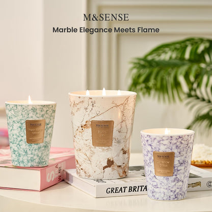 M&SENSE Santal Scented Candles for Home, 3-Wick Highly Scented Jar Candles, Extra Large Candle 35