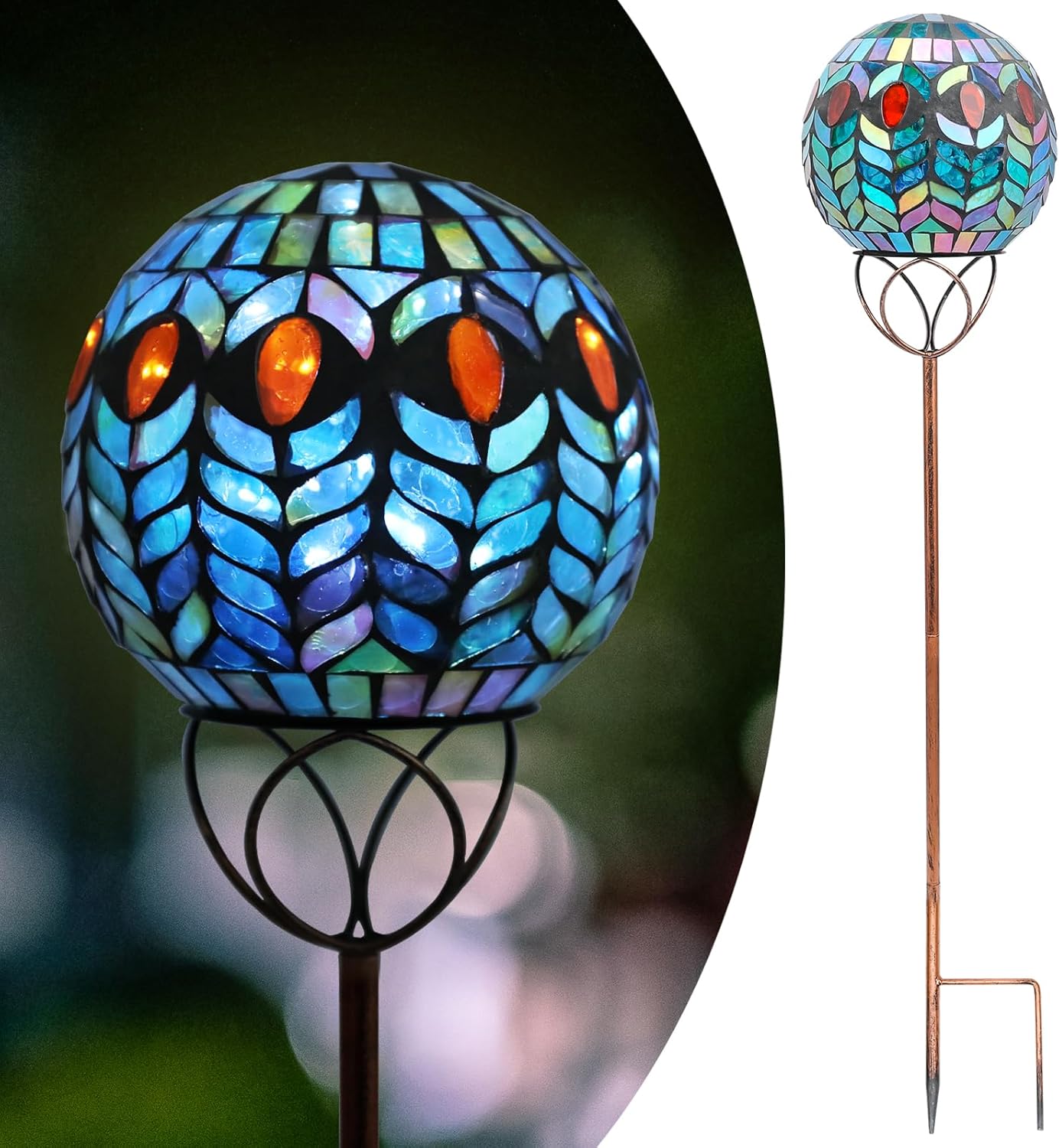 Afirst Solar Outdoor Garden Lights Decorative - Mosaic Solar Stakes Gazing Ball Waterproof Outdoor