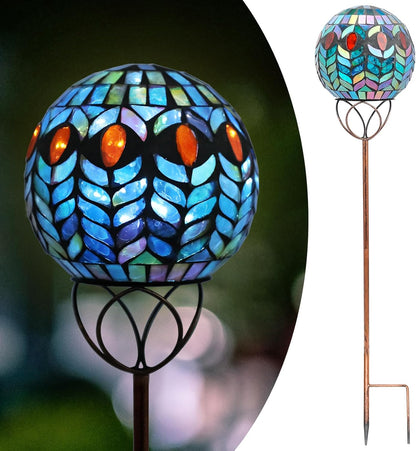 Afirst Solar Outdoor Garden Lights Decorative - Mosaic Solar Stakes Gazing Ball Waterproof Outdoor