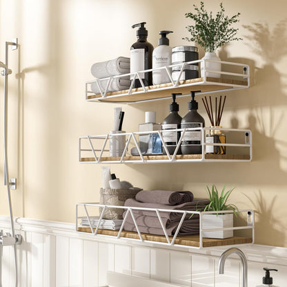Floating Shelves Set of 3, Home Wood Wall Shelf, Farmhouse Shelf for Bedroom, Wall Mounted Floating