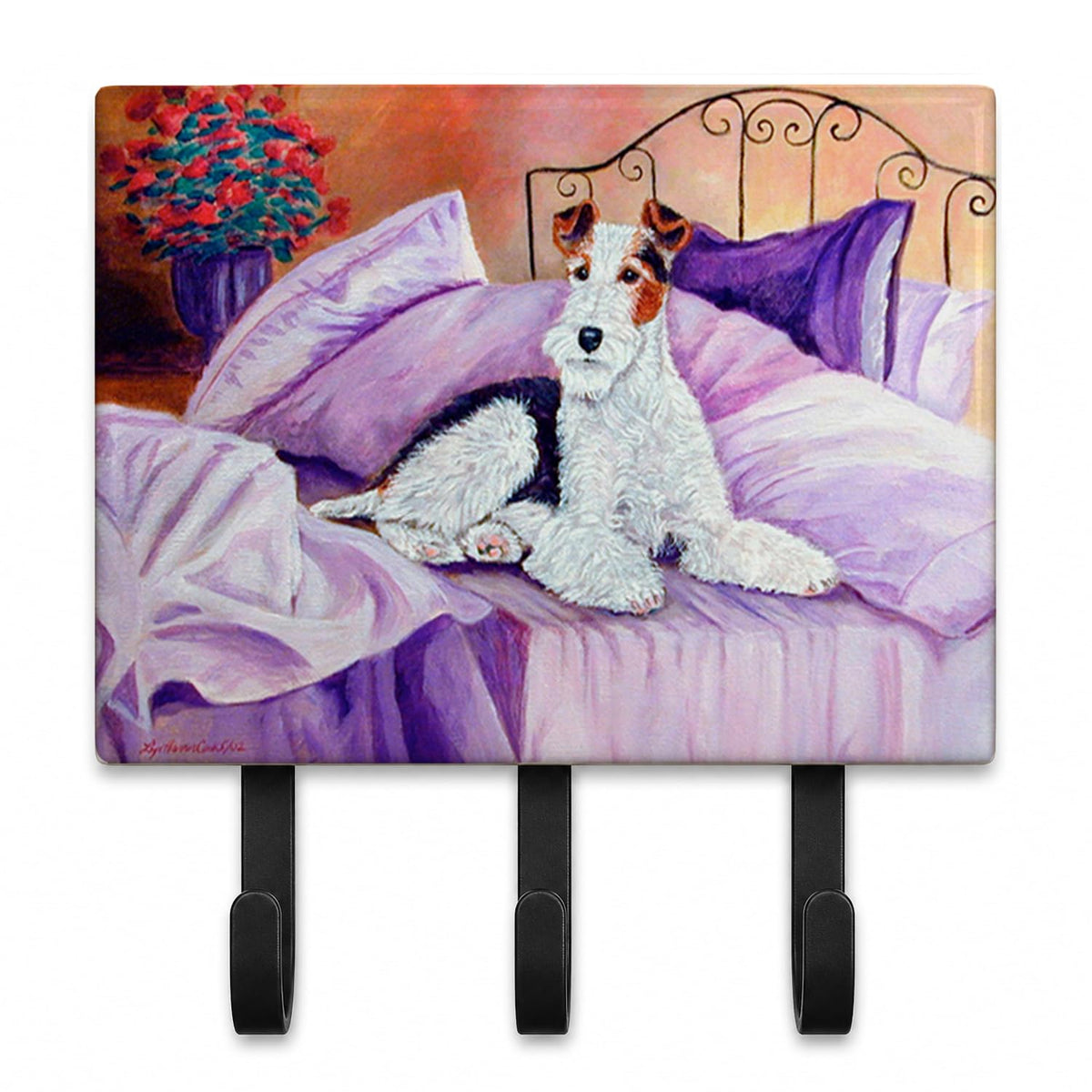 Caroline's Treasures 7121TH68 Fox Terrier Waiting on Mom Leash or Key Holder, Wall Hooks, Key Hooks
