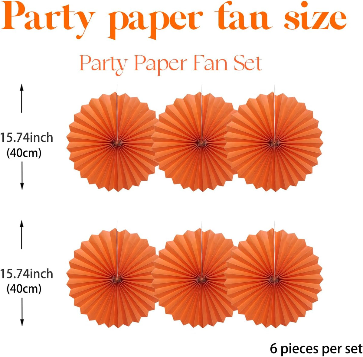 Orange Birthday Party Decorations,DIY Orange Paper Fans Hanging Decoration,16in Halloween Paper
