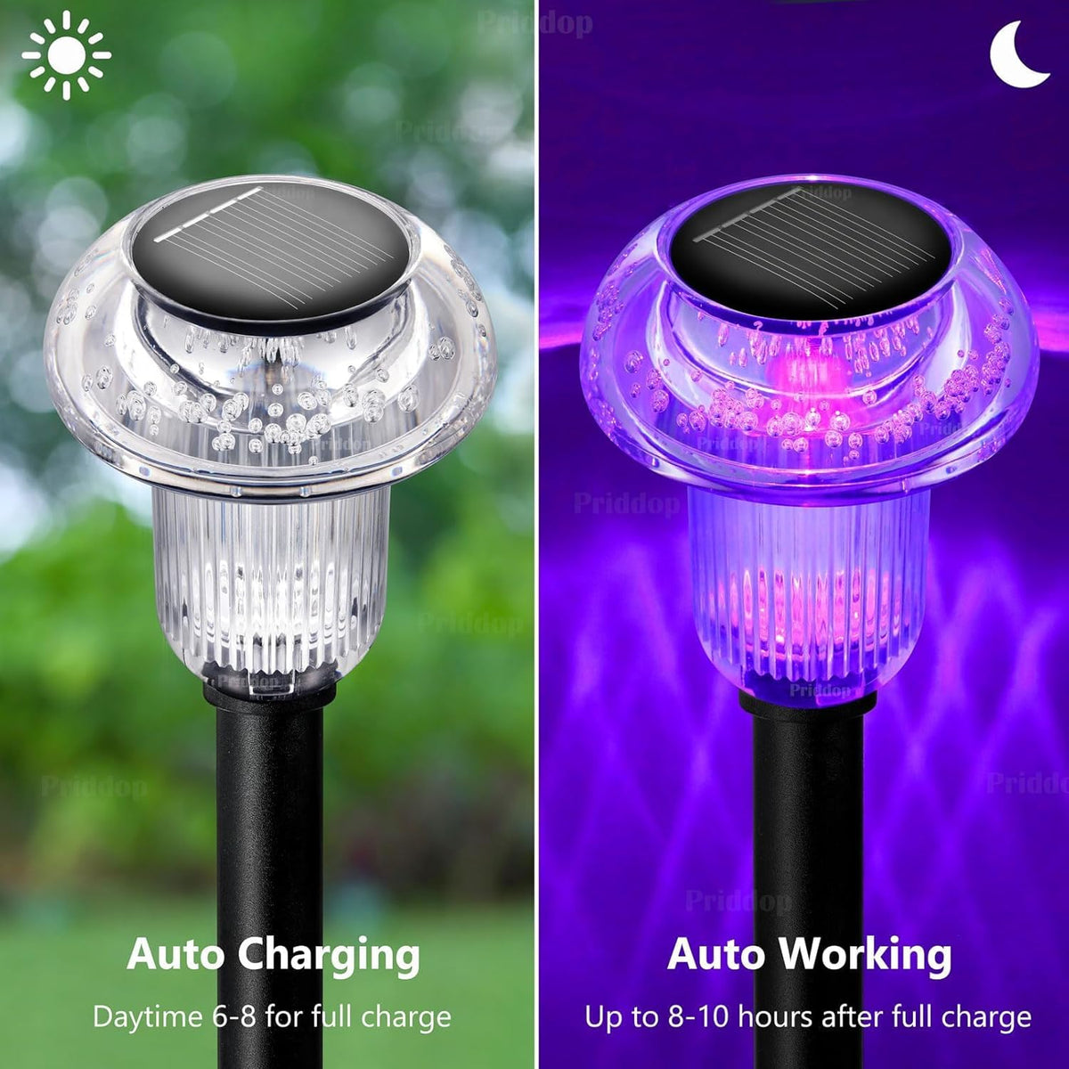 Solar Lights Outdoor Pathway Waterproof 12 Pack Color Changing LED Acrylic Mushroom Decorative