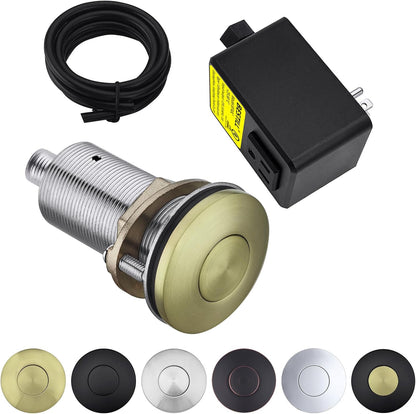 BESTILL Garbage Disposal Air Switch Kit - UL Listed, Brass 3.6" Long Push Button for Waste