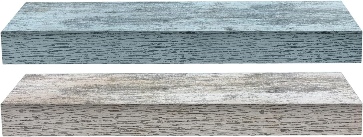 Sorbus Floating Shelves - 2 Pack 16 Inch Rustic & Blue Wall Shelves for Bedroom, Kitchen, Living