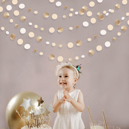 Champagne Gold Party Decorations Circle Dots Garland Gold Neutral Nude Neutral Cream Beige Boho