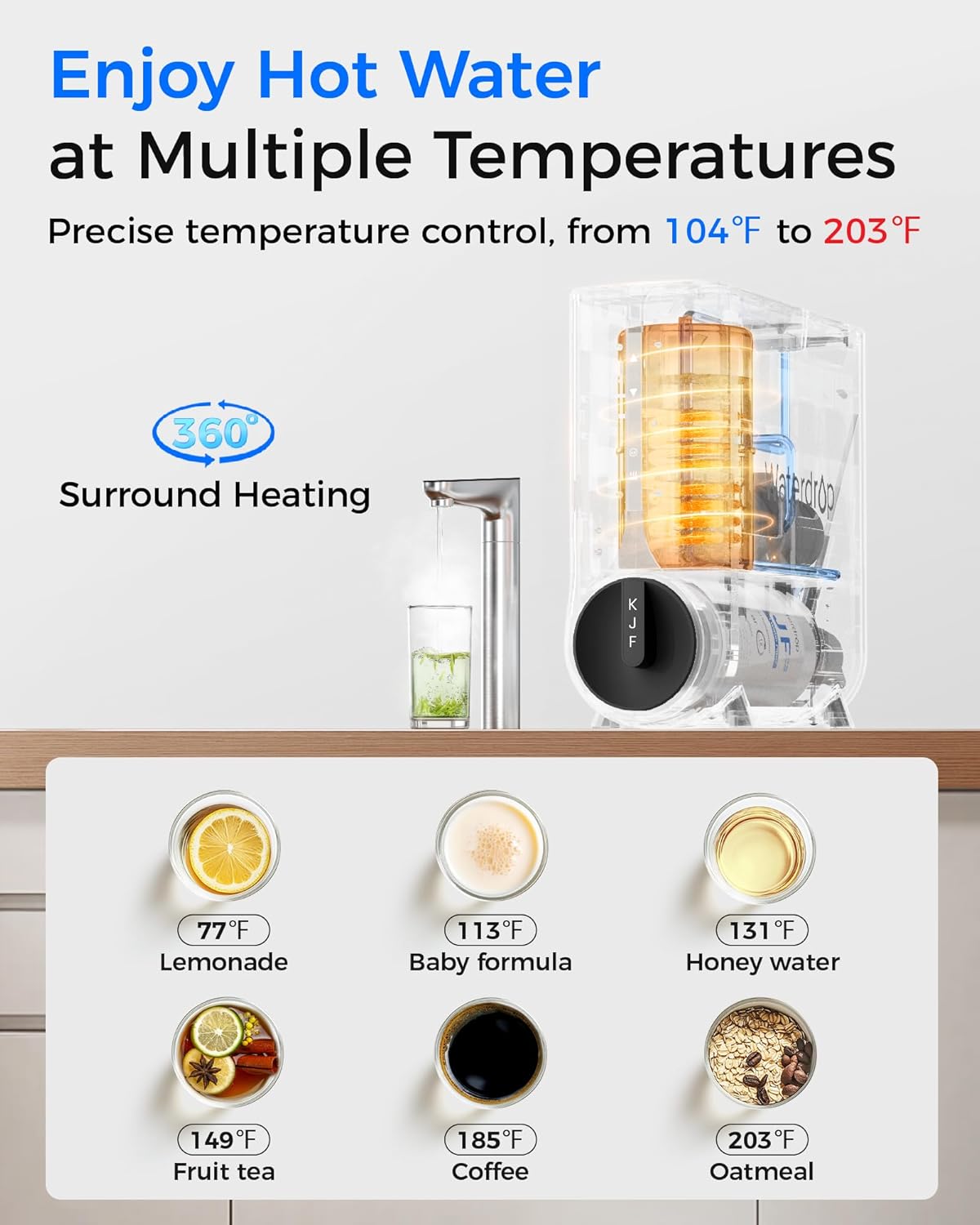 Waterdrop Reverse Osmosis System, Instant Hot Water Dispenser, 600 GPD, Reduce PFAS, Tankless, 2:1