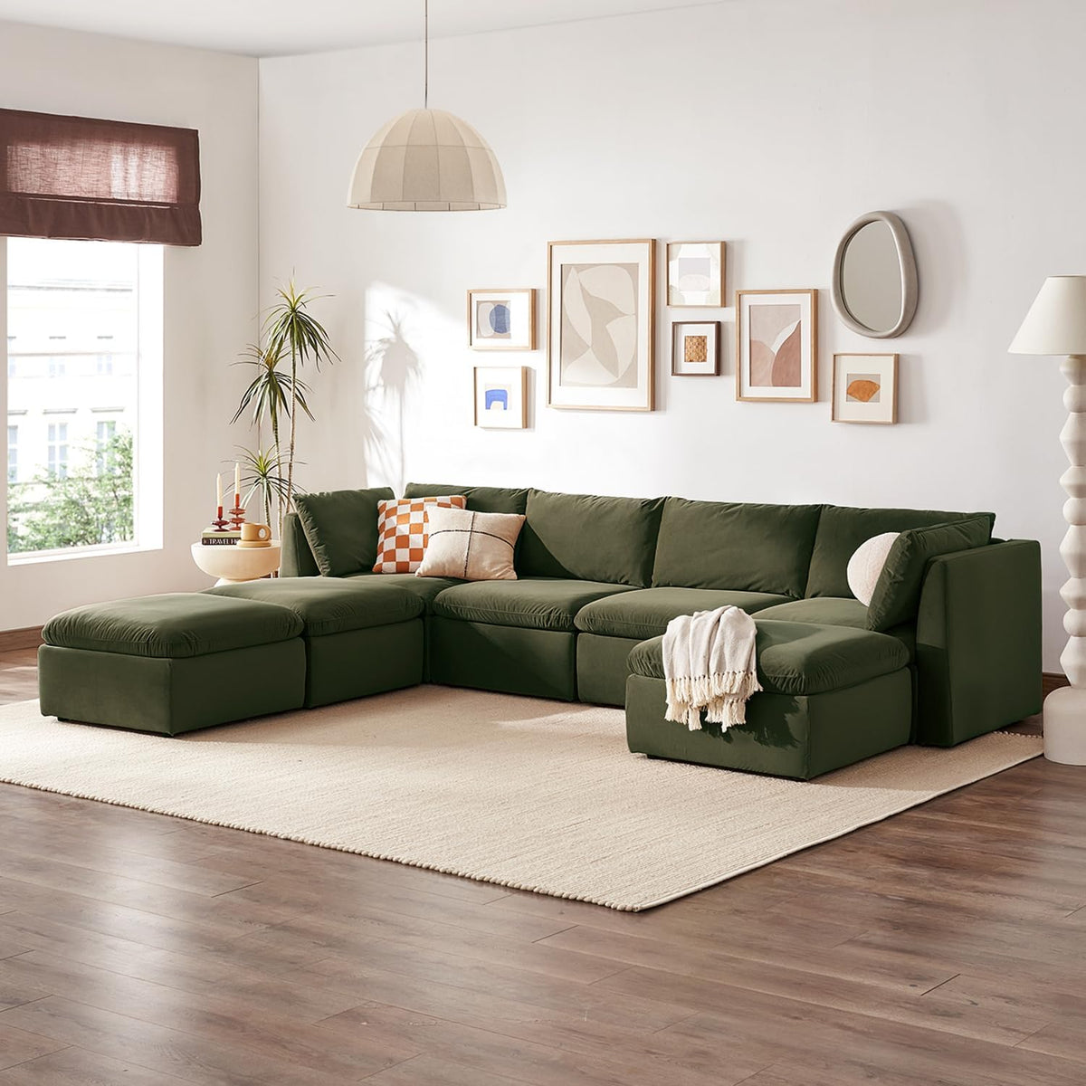 mopio Oversized Modular Sectional Sofa with Fully Removable Covers and Storage, Convertible U