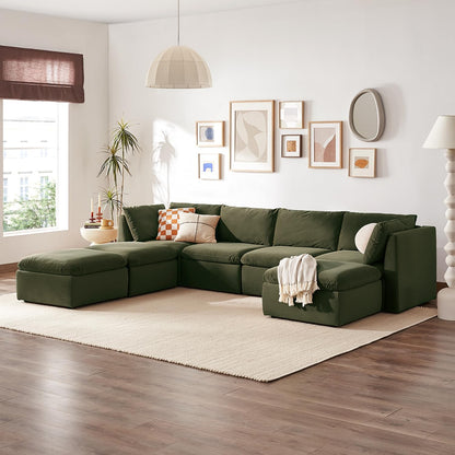 mopio Oversized Modular Sectional Sofa with Fully Removable Covers and Storage, Convertible U