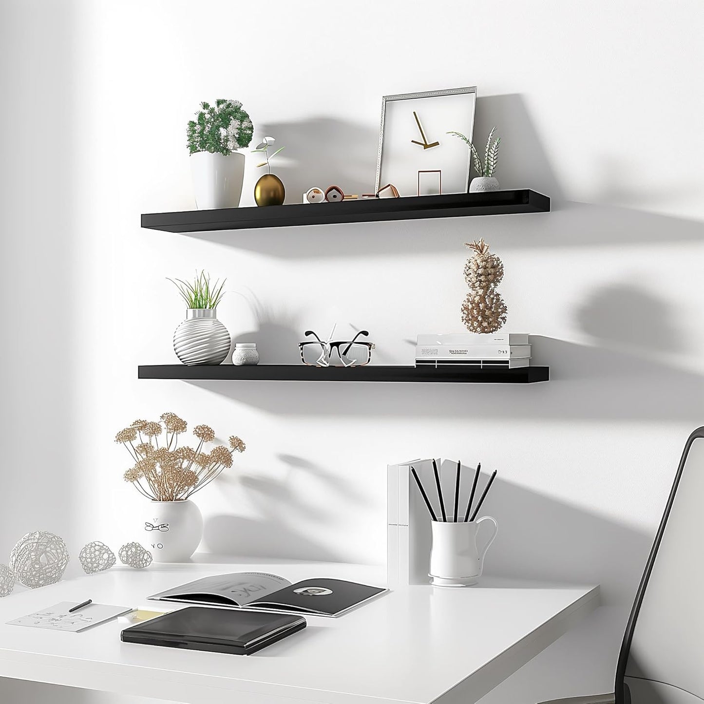Wood Floating Shelves for Wall Decor, Rustic Wall Shelves for Bedroom Bathroom Kitchen Living Room