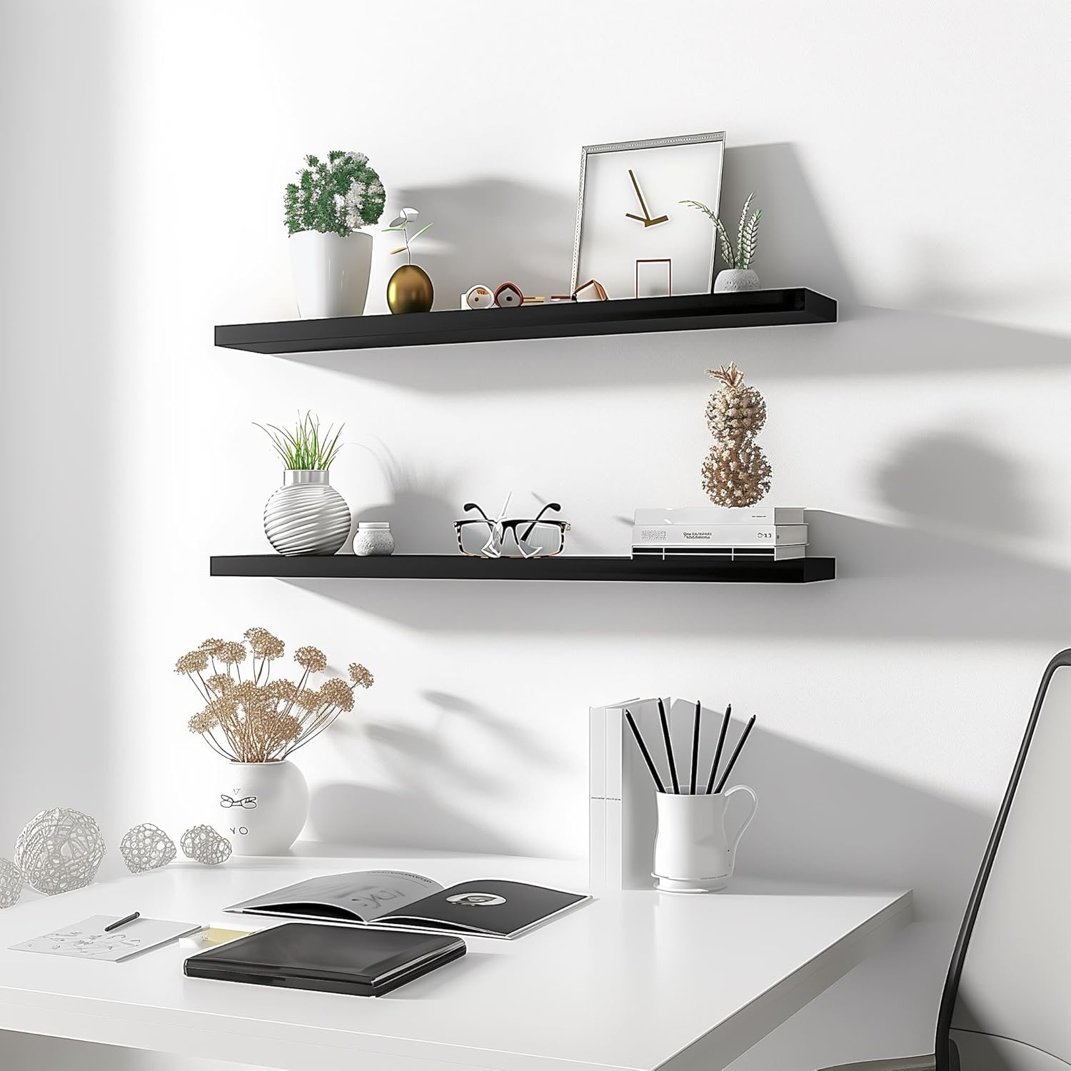 Wood Floating Shelves for Wall Decor, Rustic Wall Shelves for Bedroom Bathroom Kitchen Living Room