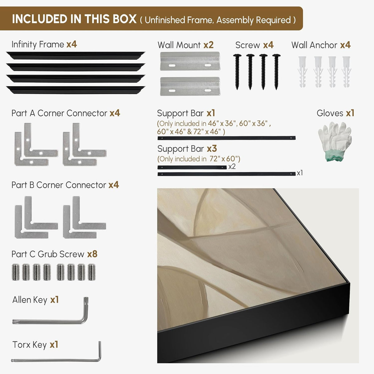 SIGNWIN 30"x60" Extra Large Framed Wall Art Neutral Abstract Geometric in Mid-Century Style