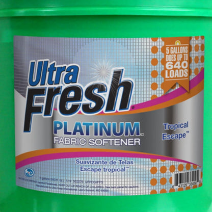 Ultra Fresh 5 Gallon Platinum Fabric Softener for All Machine Types, Liquid Laundry Softener, Up to