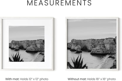 HAUS AND HUES Solid Oak 16”x16” Picture Frame Matted to 12”x12” - 16X16 Square Picture Frame with