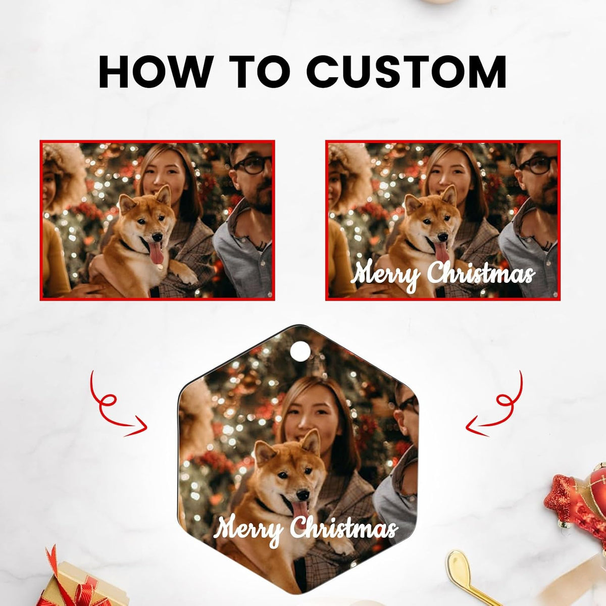 Personalized Christmas Ornaments 2024 Customized with Photo Text Ornament Keepsake Pet First