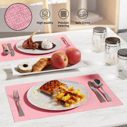 Cloth Placemats, Set of 6 Heat-Resistant Cotton Linen Blend Double Layered Machine Washable Place