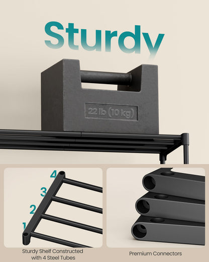 SONGMICS 4-Tier Shoe Rack, Stackable Compact Metal Shoe Storage Organizer
