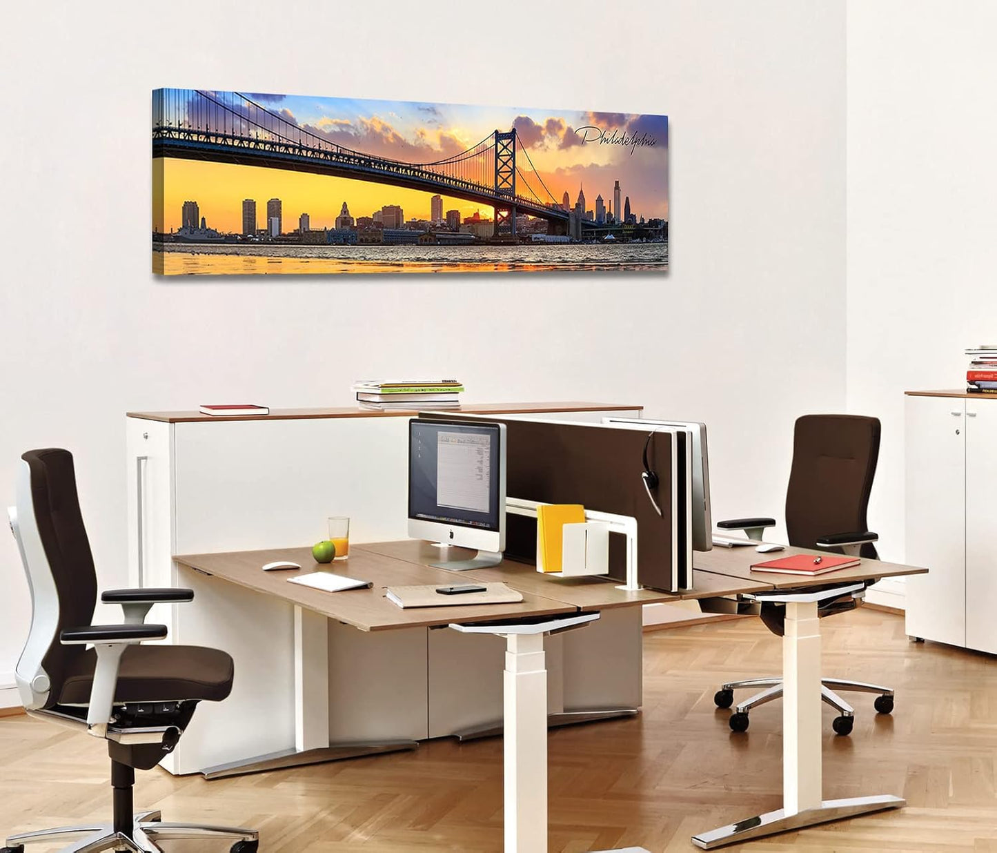 Philadelphia Skyline Wall Art Cityscape Living Room Decor Panorama Pictures City Building House