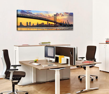 Philadelphia Skyline Wall Art Cityscape Living Room Decor Panorama Pictures City Building House