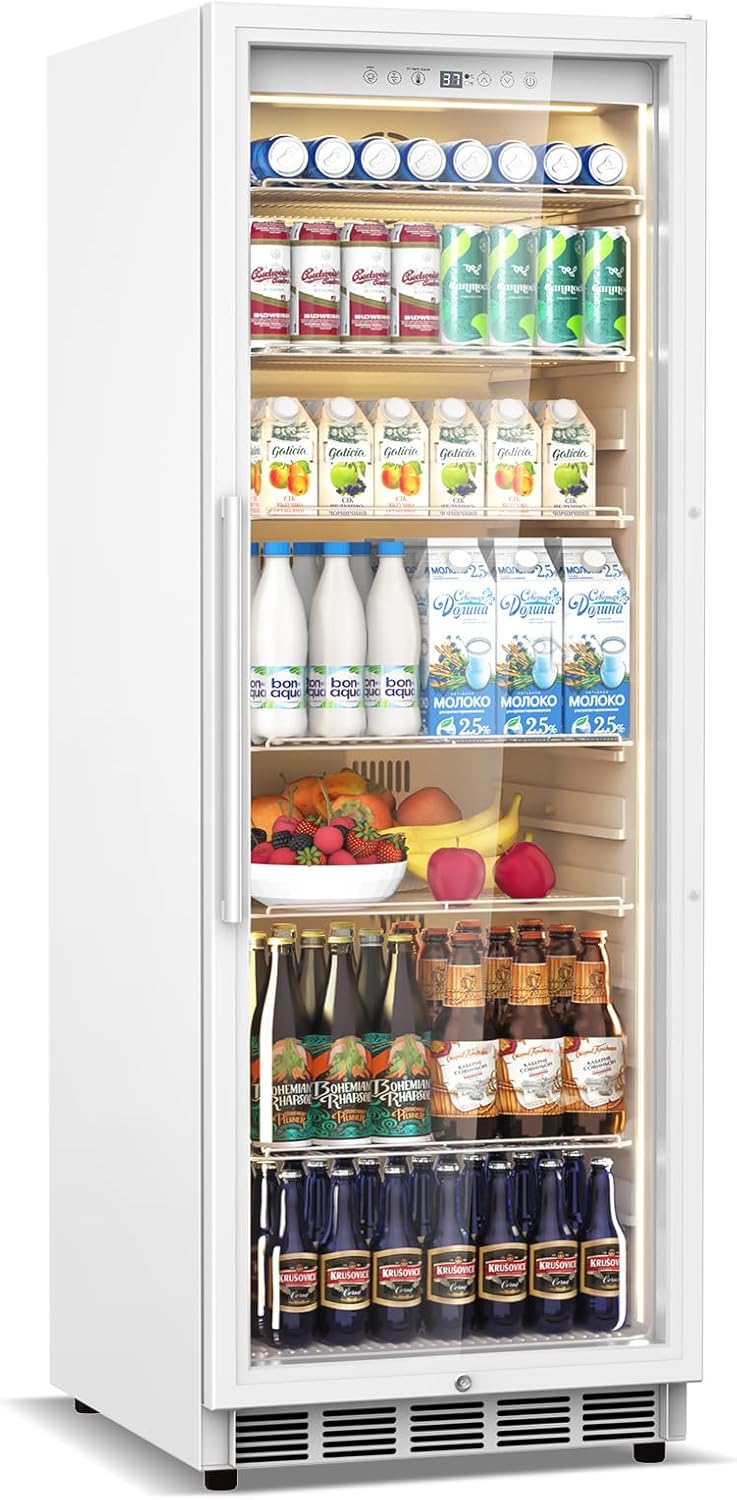 Tylza 13.8 Cu Ft Commercial Refrigerator with Glass Door Display Beverage Fridge, Upright Beverage