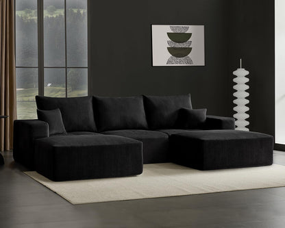 40" Square Stuffed Ottoman Pouf for Sofa Couch, Corduroy Poufs with Foam Chunk Filling, Furry &