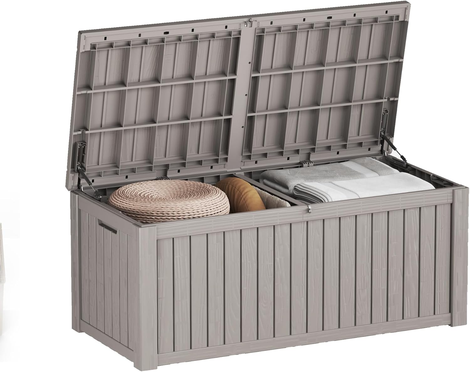 150 Gallon Resin Deck Box, Waterproof Outdoor Storage Bin for Patio Furniture, Pool Accessories