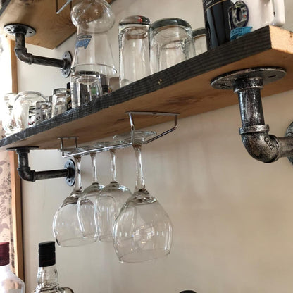 14-Inch Wine Glass Rack, Under Cabinet Wine Glass Holder Stainless Steel Chrome Finish Stemware