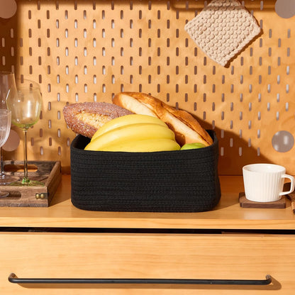 Small Storage Baskets for Organizing | Closet Organizer Bins | Shelf Toy Basket | Woven Rope