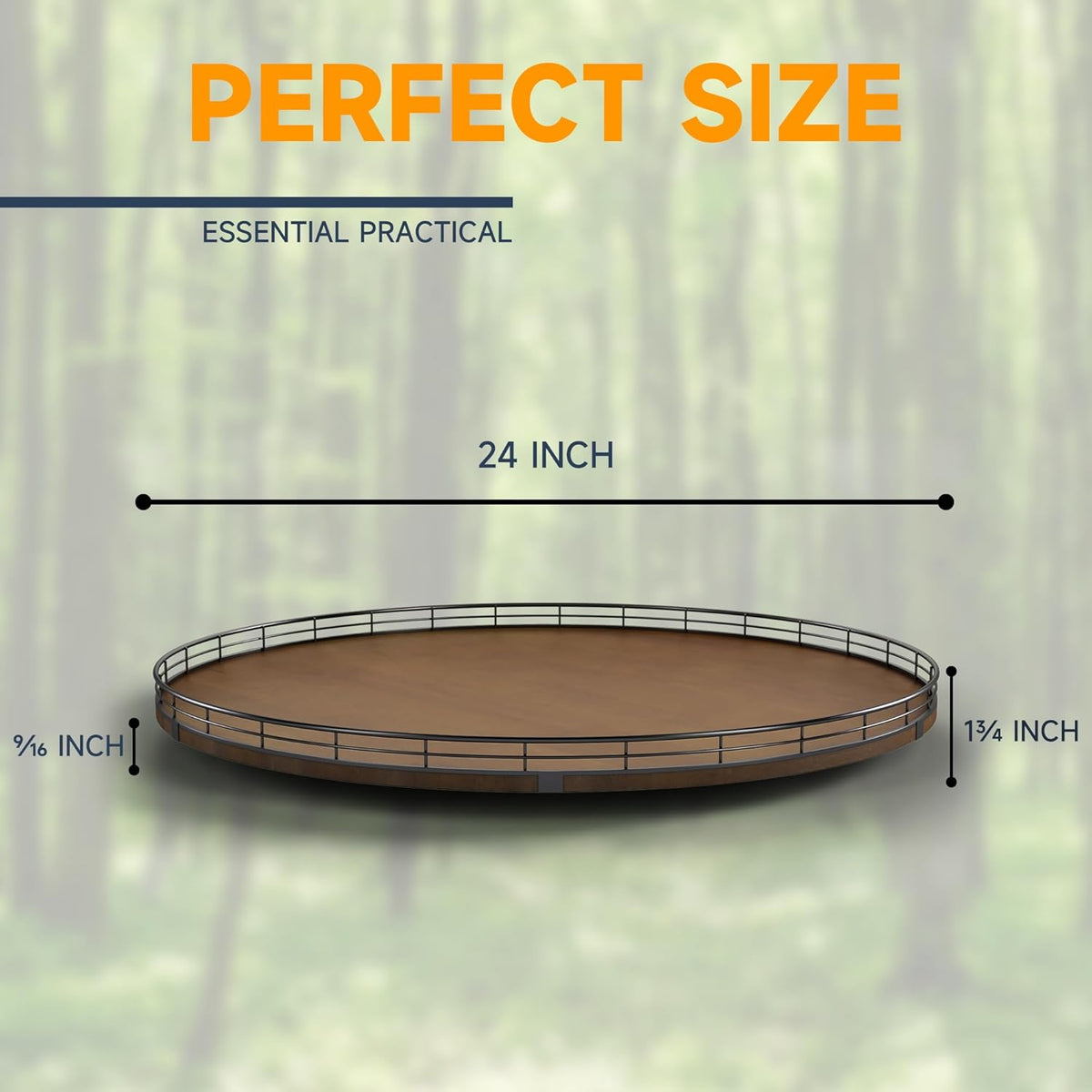 Farmhouse Oak 24" Lazy Susan Turntable Organizer for Cabinet, Round Wooden Lazy Susan Organization