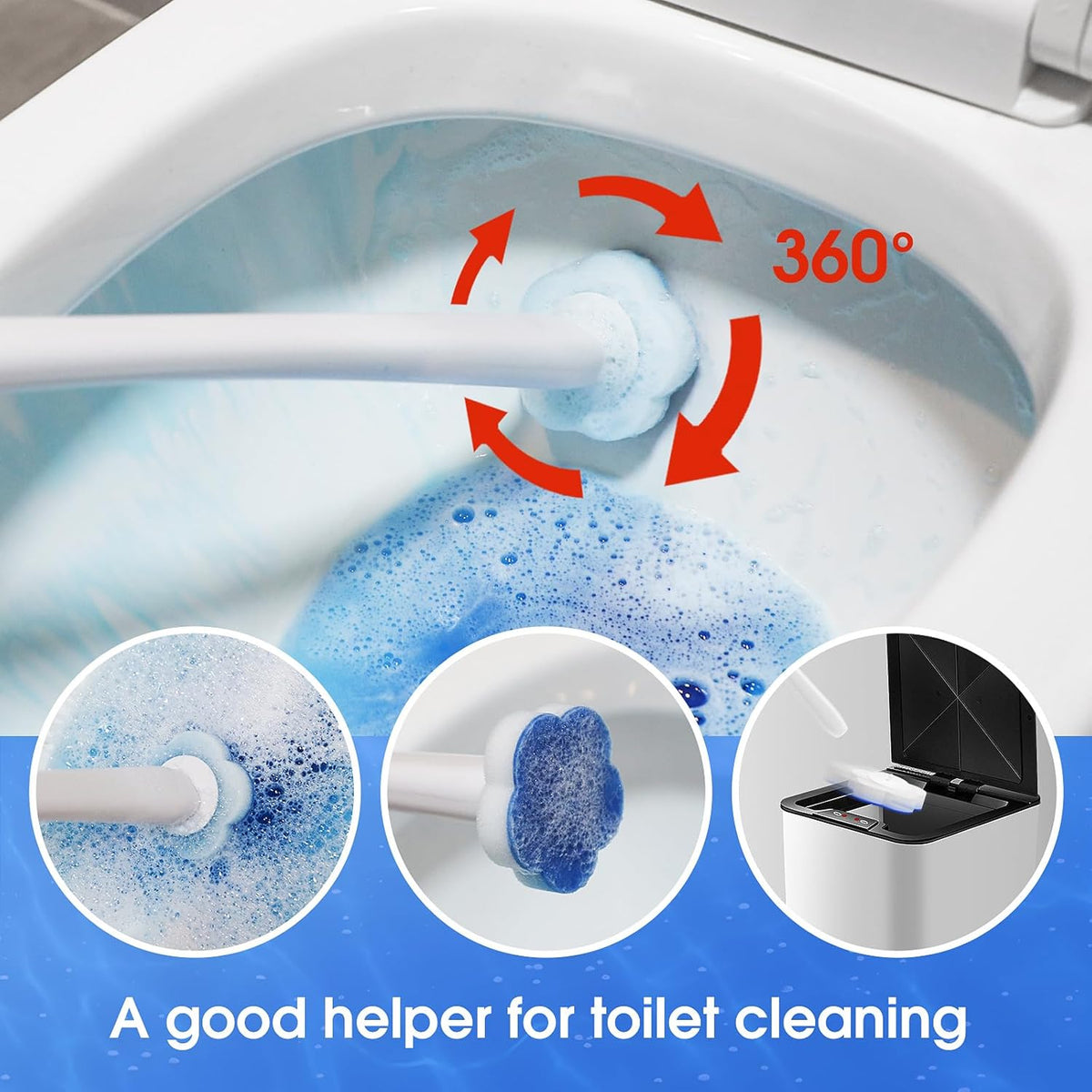 Disposable Toilet Bowl Brush with 40 Toilet Wand Refills, Toilet Bowl Cleaner Wands, Toilet