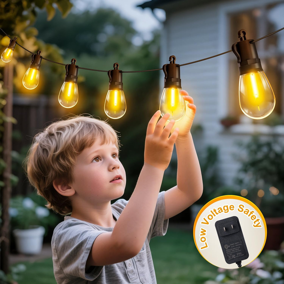 Outdoor String Lights Patio LED Light Outside - 20M 18+1 S14 LED with Remote Control 65ft Porch