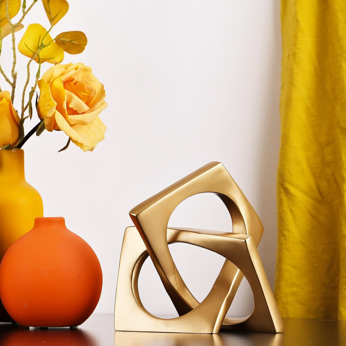XMGZQ Gold Knot Statue for Coffee Table Centerpiece Decor,Modern Abstract Art Geometric Sculpture