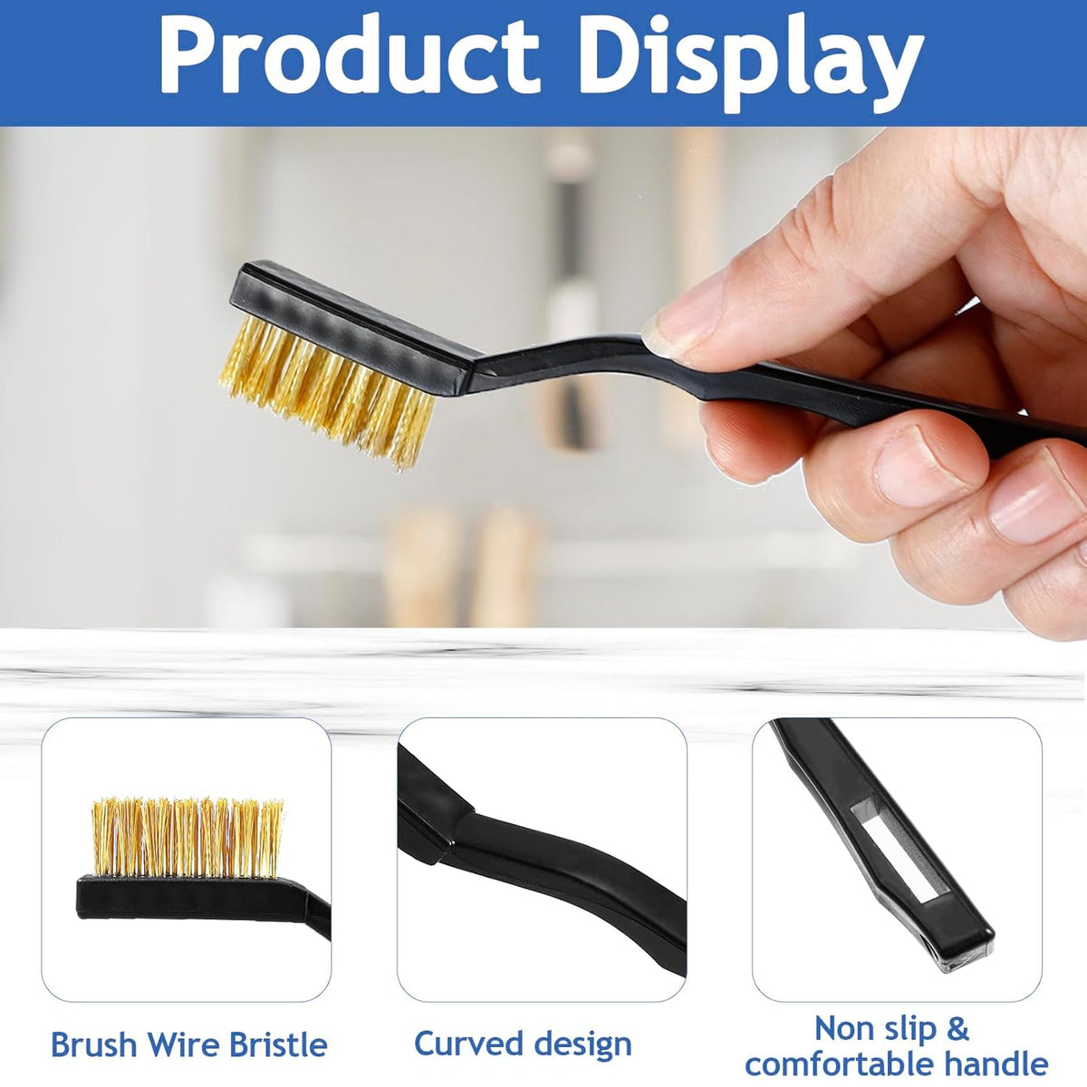 Jeffbaubl 30 Pieces Mini Wire Brush,6.7 Inch Brass Brush,Curved Handle Masonry Brushes Wire