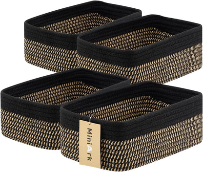 Small Storage Baskets for Organizing | Closet Organizer Bins | Shelf Toy Basket | Woven Rope