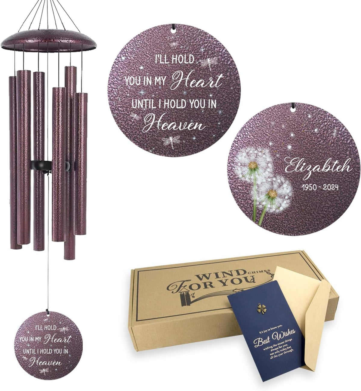 ASTARIN Personalized Memorial Wind Chimes, Customized Sympathy Deep Tone Wind Chime, Grief Gifts