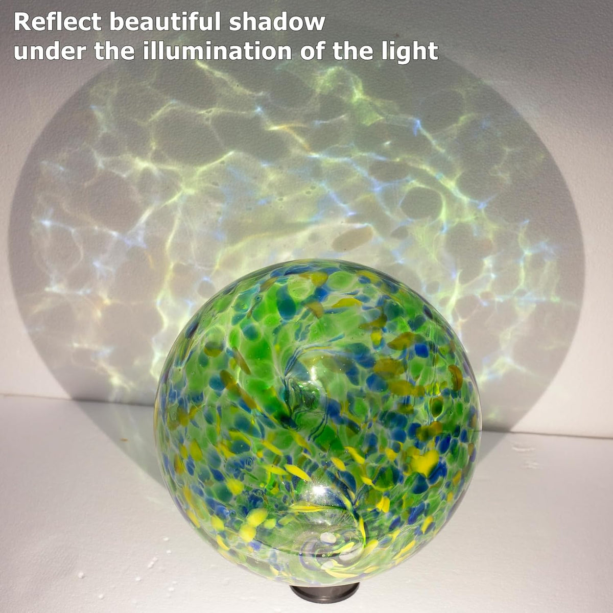 10 Inch Glass Gazing Ball, with 9.4" Tall Metal Gazing Globe Stand, Glass Balls Display Holder Set